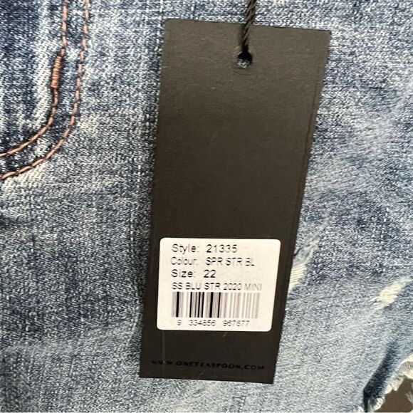 One Teaspoon 2020 Mini High Waist Denim Skirt in Superstar Blue size 22 - Picture 10 of 13